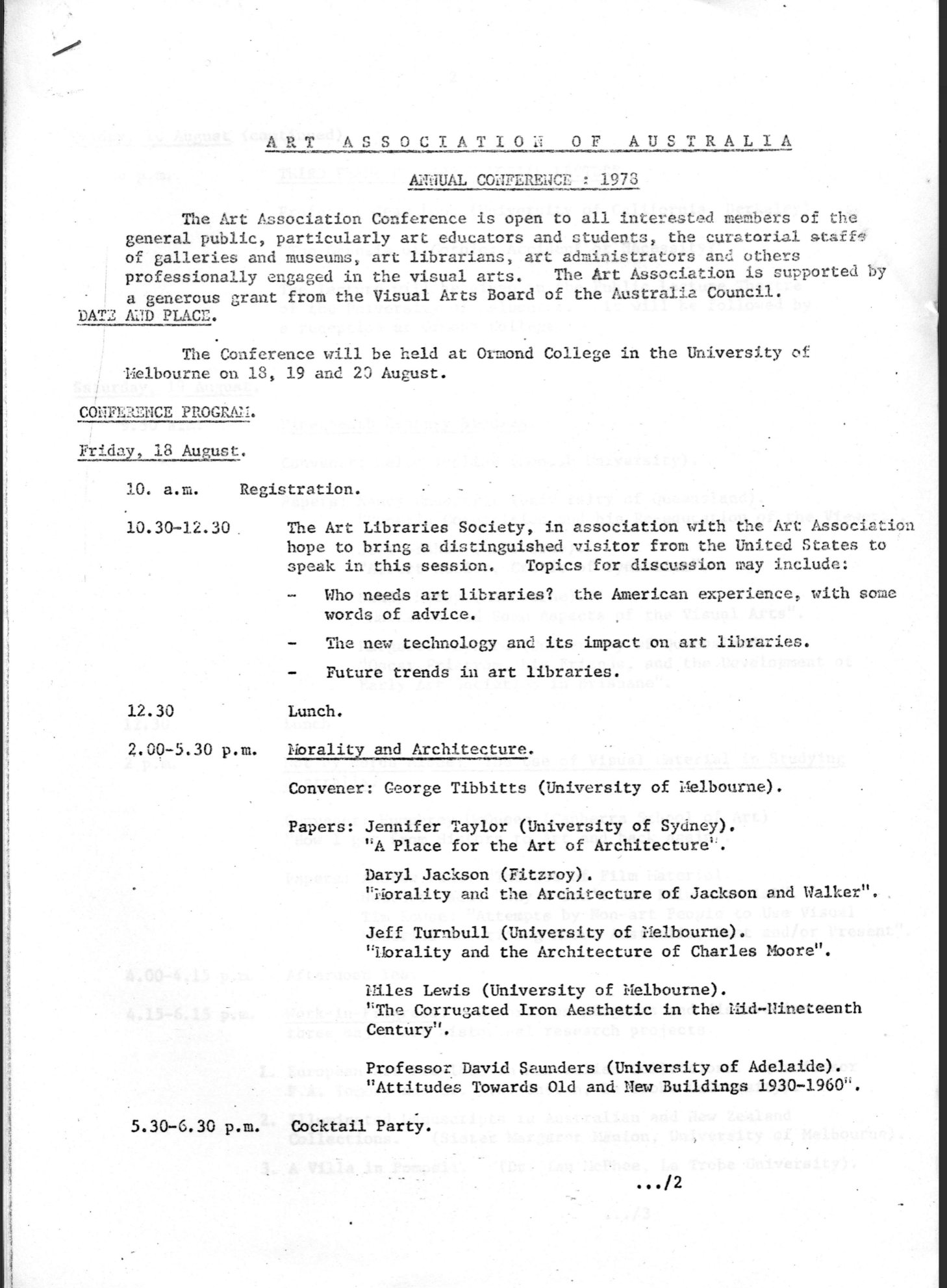 Screenshot of page 1 of conference program